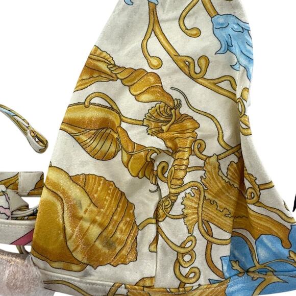 VERSACE Women's Eggshell Multicolor Baroque Print Bikini Top Size 3 Medium - Picture 11 of 14